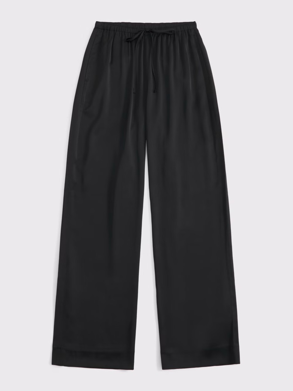 Abercrombie & Fitch Black Wide-Leg Drawstring Satin Pants